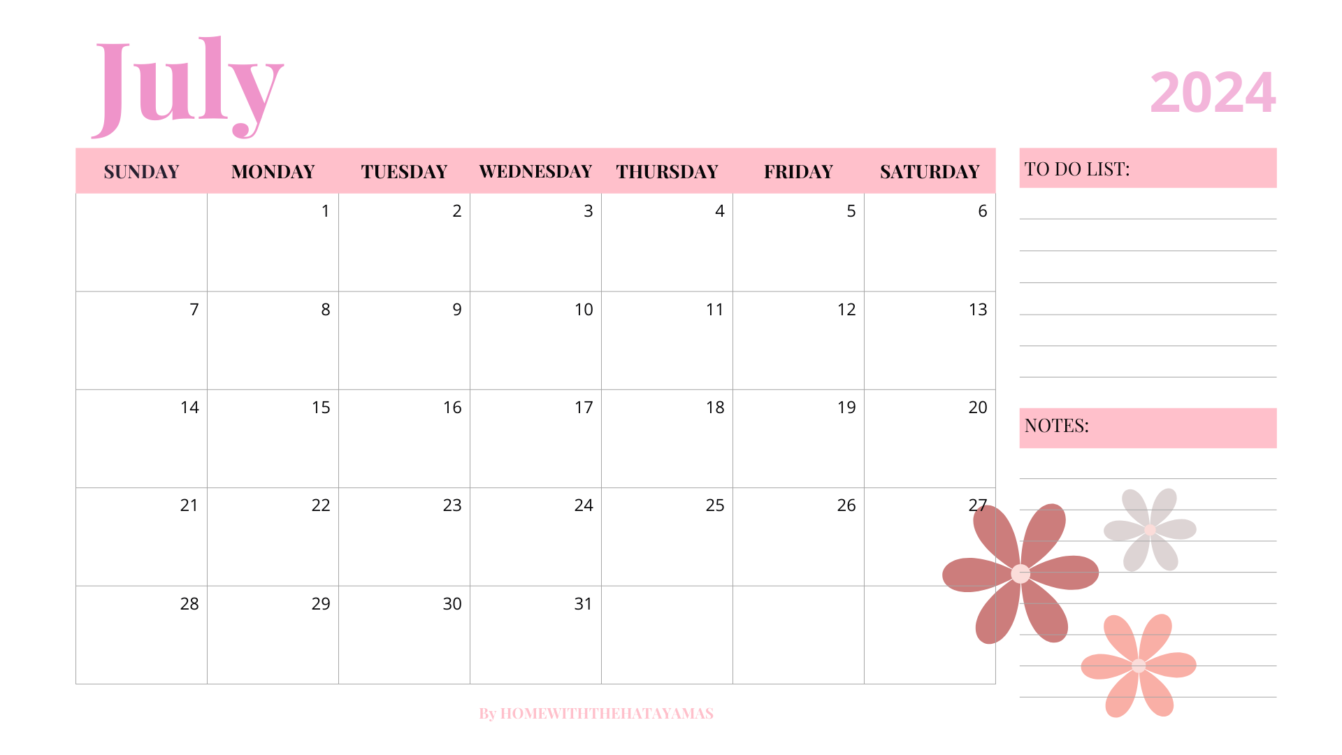 Cute Pink 2024 Monthly Calendar – “living Your Best Life, One Inspired 